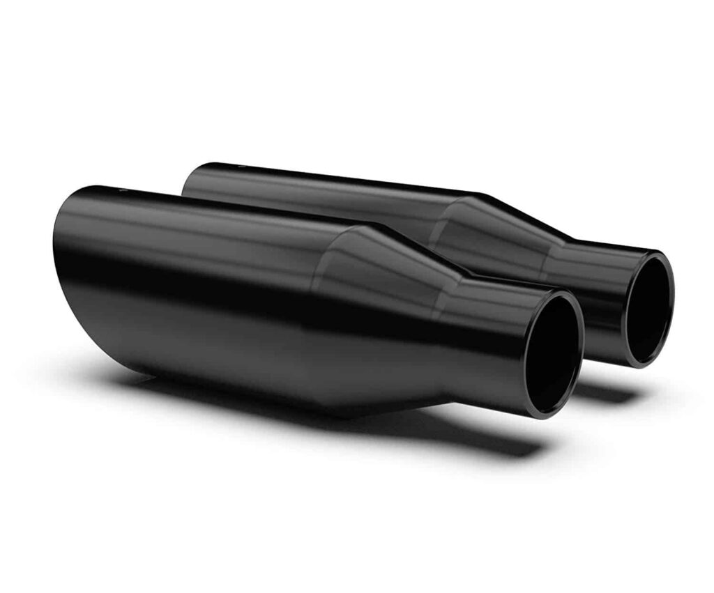 2.5 3.5 18 Exhaust Tip Black Single Layer 20° Angled Cut Rolled Edge
